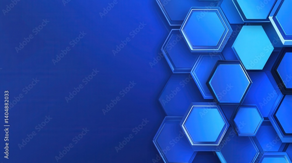 Poster abstract blue background featuring hexagonal shapes creating a modern design pattern
