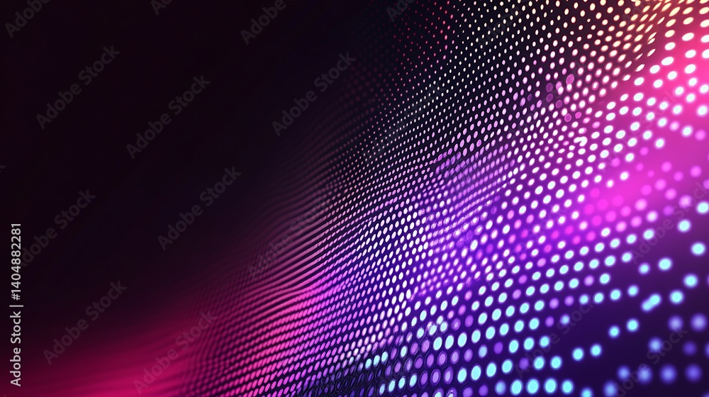 Poster glowing pattern of magenta pink dots over a modern background abstraction