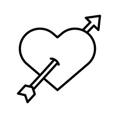 Set of Heart with arrow icon on white background