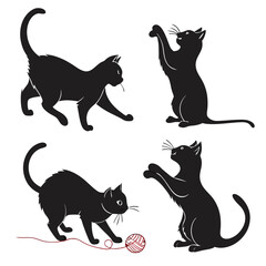 set of cats silhouettes