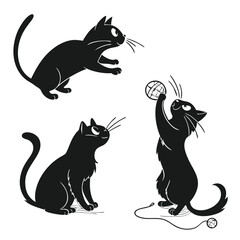 set of cats silhouettes