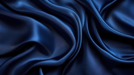 Fototapeta premium Rich navy blue silk background, luxurious sheen, folds creating subtle depth, 