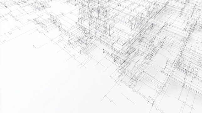 Complex architectural blueprint showcasing intricate design patterns and spatial details of a modern urban environment