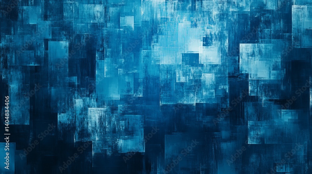 Poster abstract blue background with geometric shapes creating a textured and dynamic visual effect