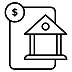 Mobile Bank icon Simple outline vector logo