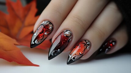 black and red nails