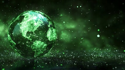 Earth globe, digital art, glowing green
