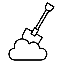 Shovel icon Simple outline vector logo