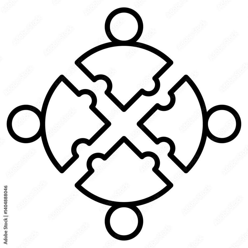 Poster unity and teamwork icon simple outline vector logo