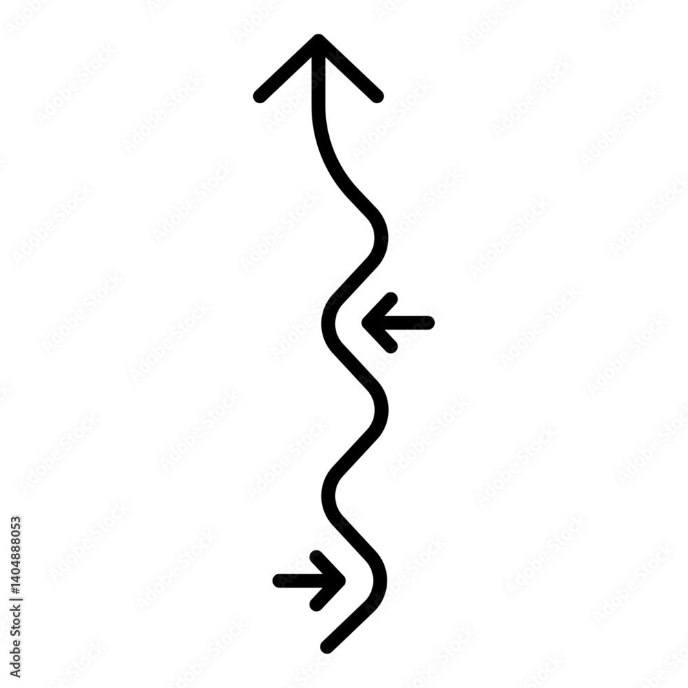 Poster undulating arrow icon simple outline vector logo