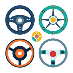 Fototapeta premium steering-wheel-icon vector image one white background