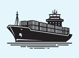Obraz premium Shipping Vessel Silhouette Vector