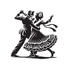 Dancing old couple Silhouette - Dancing old couple Illustration - Dancing old couple Vector art.