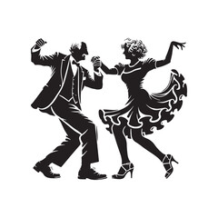 Dancing old couple Silhouette - Dancing old couple Illustration - Dancing old couple Vector art.