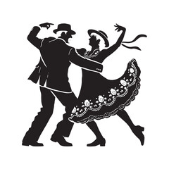 Dancing old couple Silhouette - Dancing old couple Illustration - Dancing old couple Vector art.