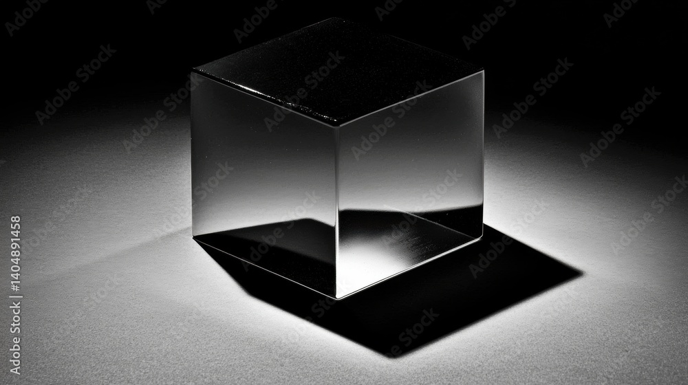 Poster a cube with a reflective surface.