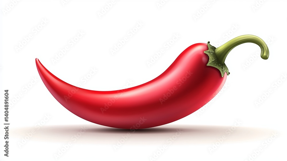 Aufkleber a single red chili pepper with a green stem lying on a white surface in a studio setting view of foo