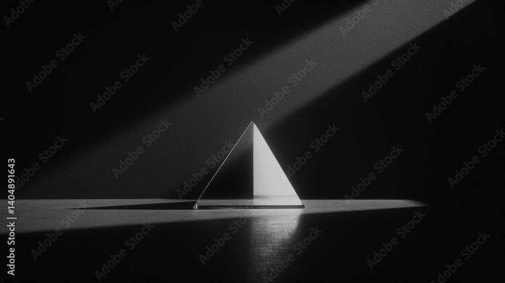 Poster a triangular prism casts a shadow on the floor, illuminated by a light source from the top right.