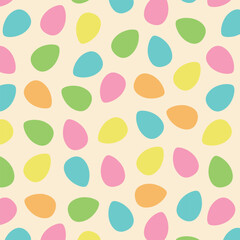 Seamless vector background with pastel egg-like spots. Cute Easter-style pattern.