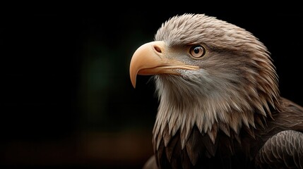 Fototapeta premium Majestic bald eagle portrait against dark background