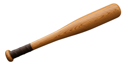 A Detailed Examination of a Wooden Baseball Bat Highlighting Its Smooth Surface, Natural Grain, and Ergonomic Handle for Enhanced Performance in Sports and Recreation