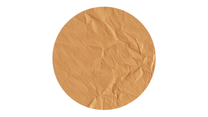 A Close-Up of a Wrinkled, Crumpled Circular Piece of Orange Paper Set Against a Black Background, Highlighting Textural Details and Color Contrasts