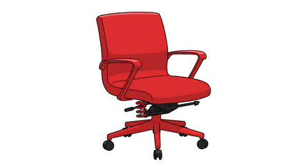Fototapeta premium Vibrant Red Office Chair: Clean Lines, Modern Design AI Generated