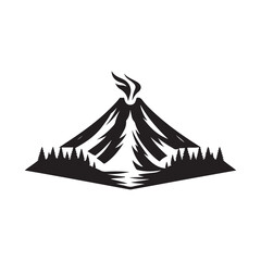 volcano vector silhouette clip art logo design