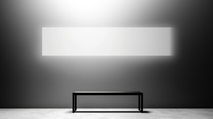 Obraz premium A black table in front of a white wall.