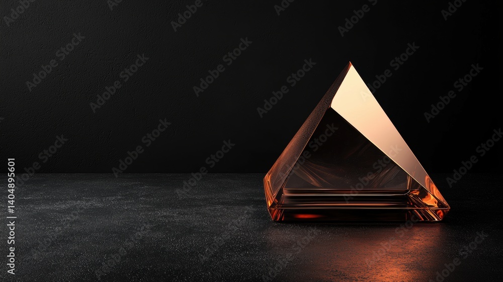 Poster a pyramid-shaped object with a gradient of orange and gold colors.