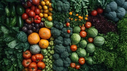 Fresh vibrant vegetables and fruits abundant harvest