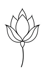 Minimalist Lotus Flower Line Art Illustration Isolated On White Background Simple Botanical Design Element For Coloring Pages Or Logo