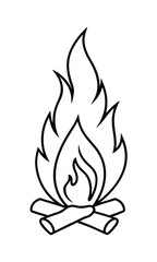 Bonfire Icon Graphic Outline Firewood Flames Camping Warmth Design Element For Clip Art And Illustration