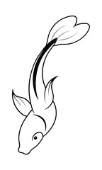 Elegant Line Art Koi Fish Drawing, Asian Aquatic Design