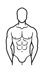 Muscular Man Outline Illustration Simple Bodybuilder Anatomy Vector Art Fitness Concept Graphic Training Male Body Design Isolated Figure