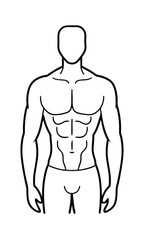Fototapeta premium Line Art Illustration Of A Muscular Man With Defined Abs For Fitness And Health Concepts