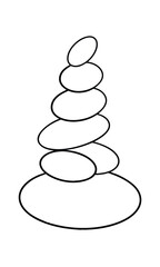 Minimalist Outline Drawing Of A Stacked Stone Cairn Symbolizing Balance And Harmony Against A White Background