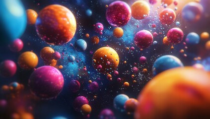 Colorful sphere cluster in space