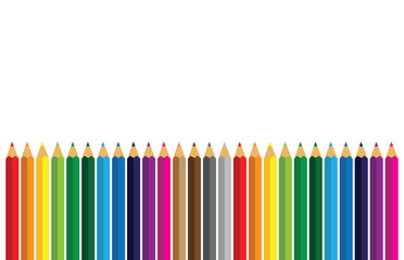 Colour pencils on white background, Back to school,  Vector illustration