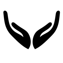 Black and white vector silhouette of a caring hands on white background
