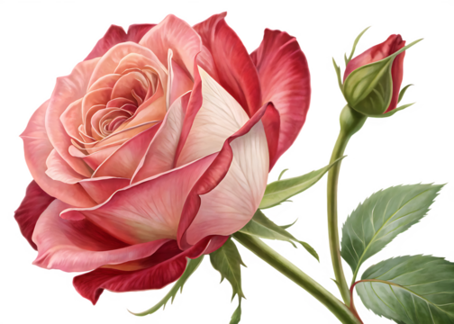 red rose isolated on white background