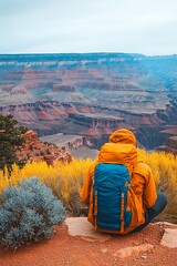 Hiker at Grand Canyon Vista
