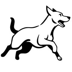 Black and white vector silhouette of a dog on white background
