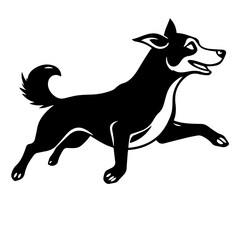 Black and white vector silhouette of a dog on white background
