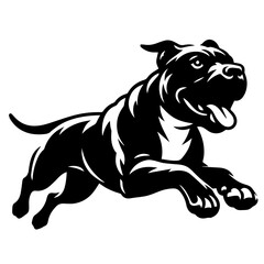 Black and white vector silhouette of a dog on white background
