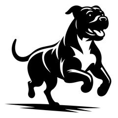 Black and white vector silhouette of a dog on white background
