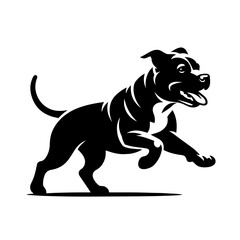 Black and white vector silhouette of a dog on white background

