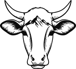 hand drawn vector illustration of a cow