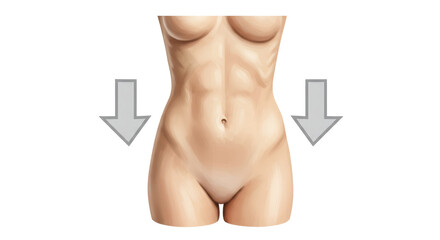 Isolated Woman Torso with Weight Loss Arrows