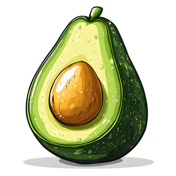 green avocado cut open, fresh, healthy clip art preview
